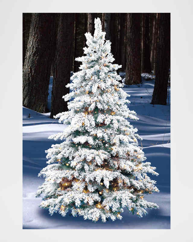 8' Flocked Silvertip Pre-Lit Christmas Tree
